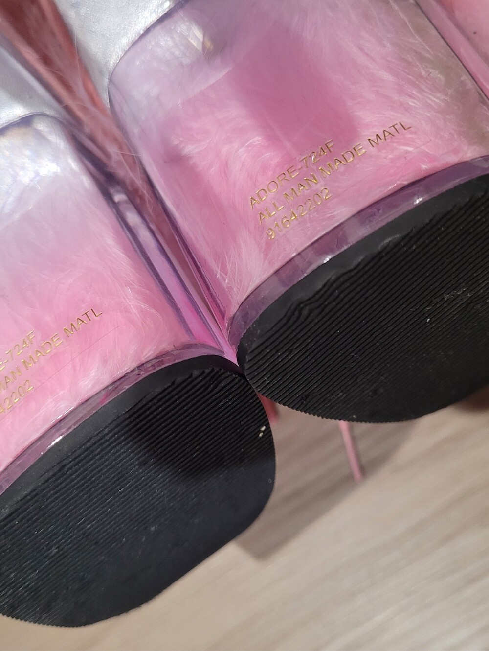 Pleasers Size 5 Adore - 724F Pink Flamingo, Fluffy Heels - Picture 5 of 13